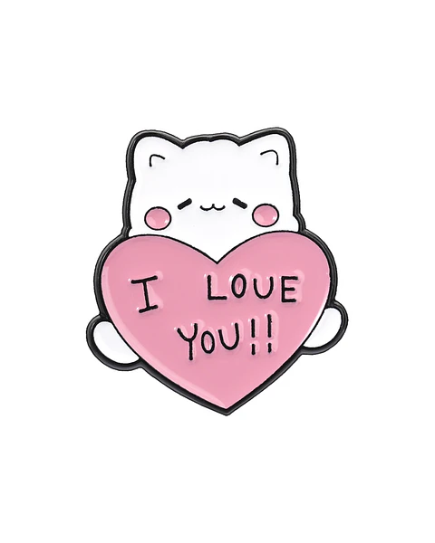 Pin Esmaltado Gatito Cartel I Love You Kawaii