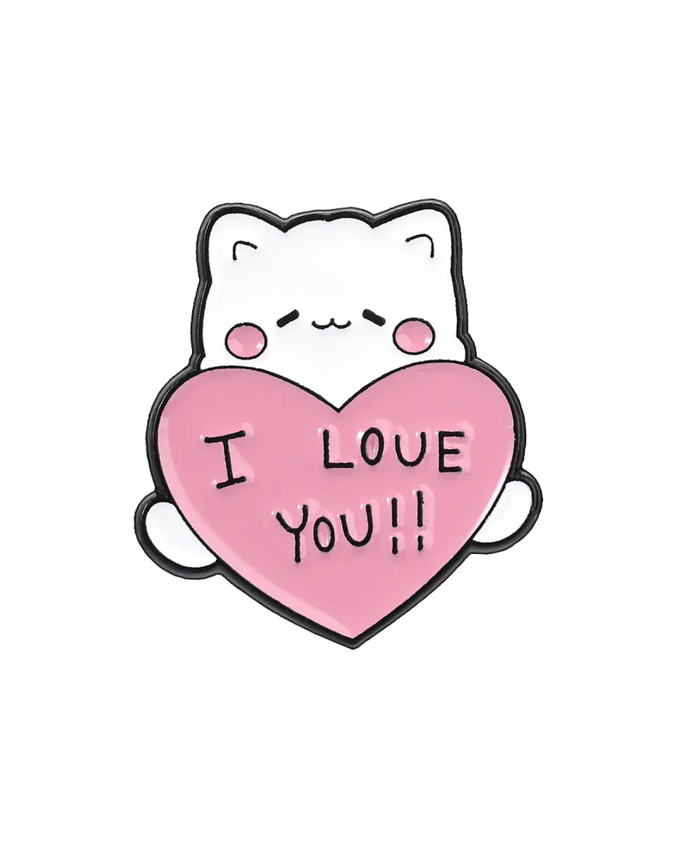 Pin Esmaltado Gatito Cartel I Love You Kawaii 1