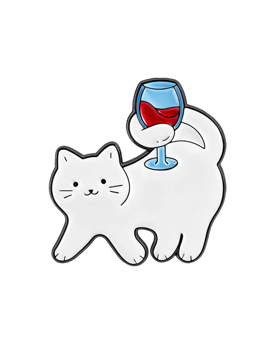 Pin esmaltado gatito copa de vino  1