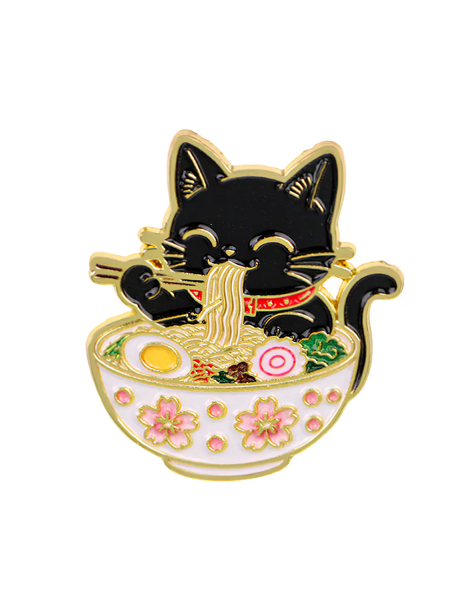 Pin Esmaltado Gatito Michi Comiendo Ramen 1