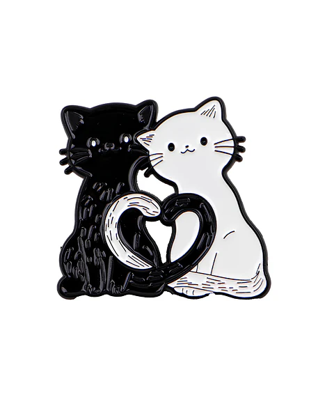 Pin Esmaltado Pareja de Gatitos Corazón Amo