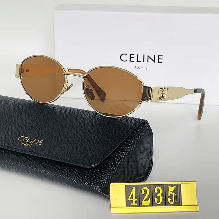 Gafas ce line ovaladas doradas vidrio café  1