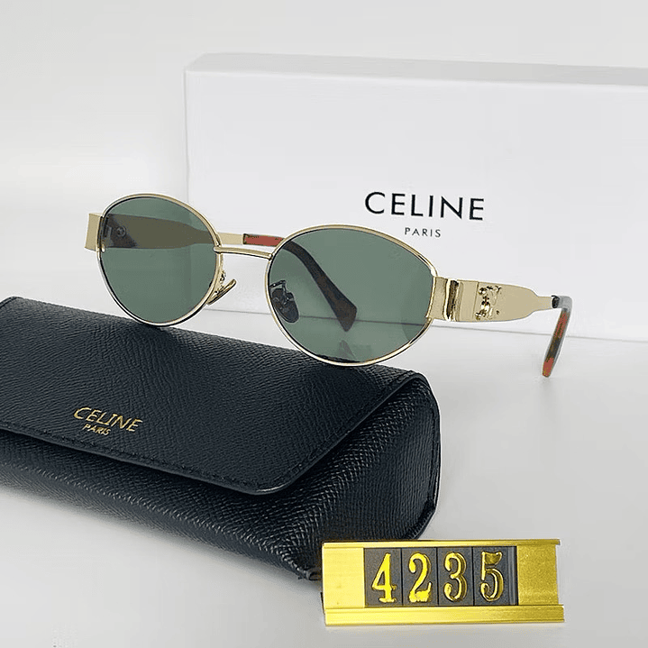 Gafas ce line ovaladas doradas vidrio verde 1