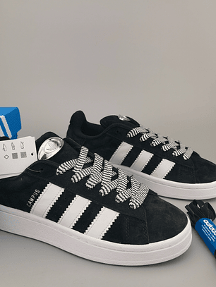 Zapatillas CAM PUS negras cordones blanco negro