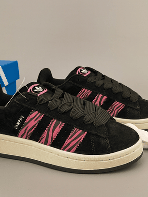 Zapatillas CAM PUS negras líneas print rosa