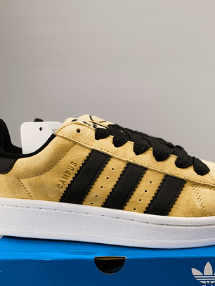 Zapatillas CAM PUS mostaza suela blanca líneas negras 