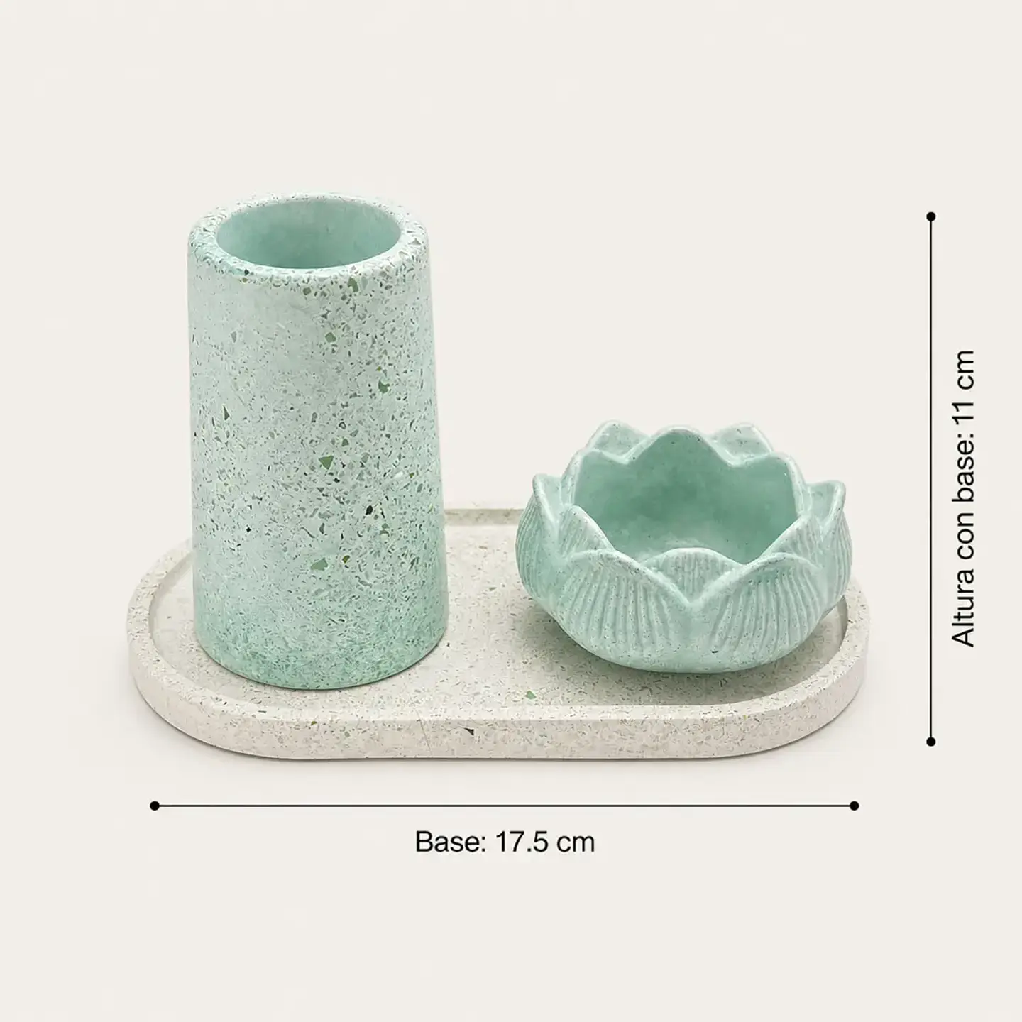 Set de Florero y Portavela con Bandeja – Modelo Loto 4