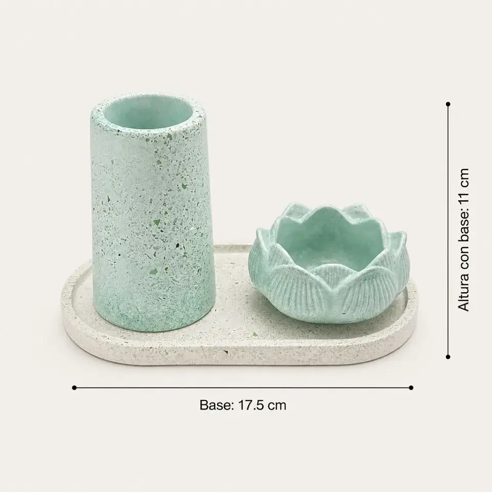 Set de Florero y Portavela con Bandeja – Modelo Loto 4