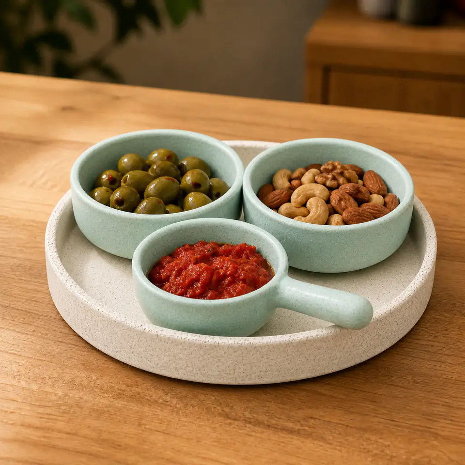 Set de Aperitivo con Bandeja con 3 Bowls – Modelo Encuentro 2