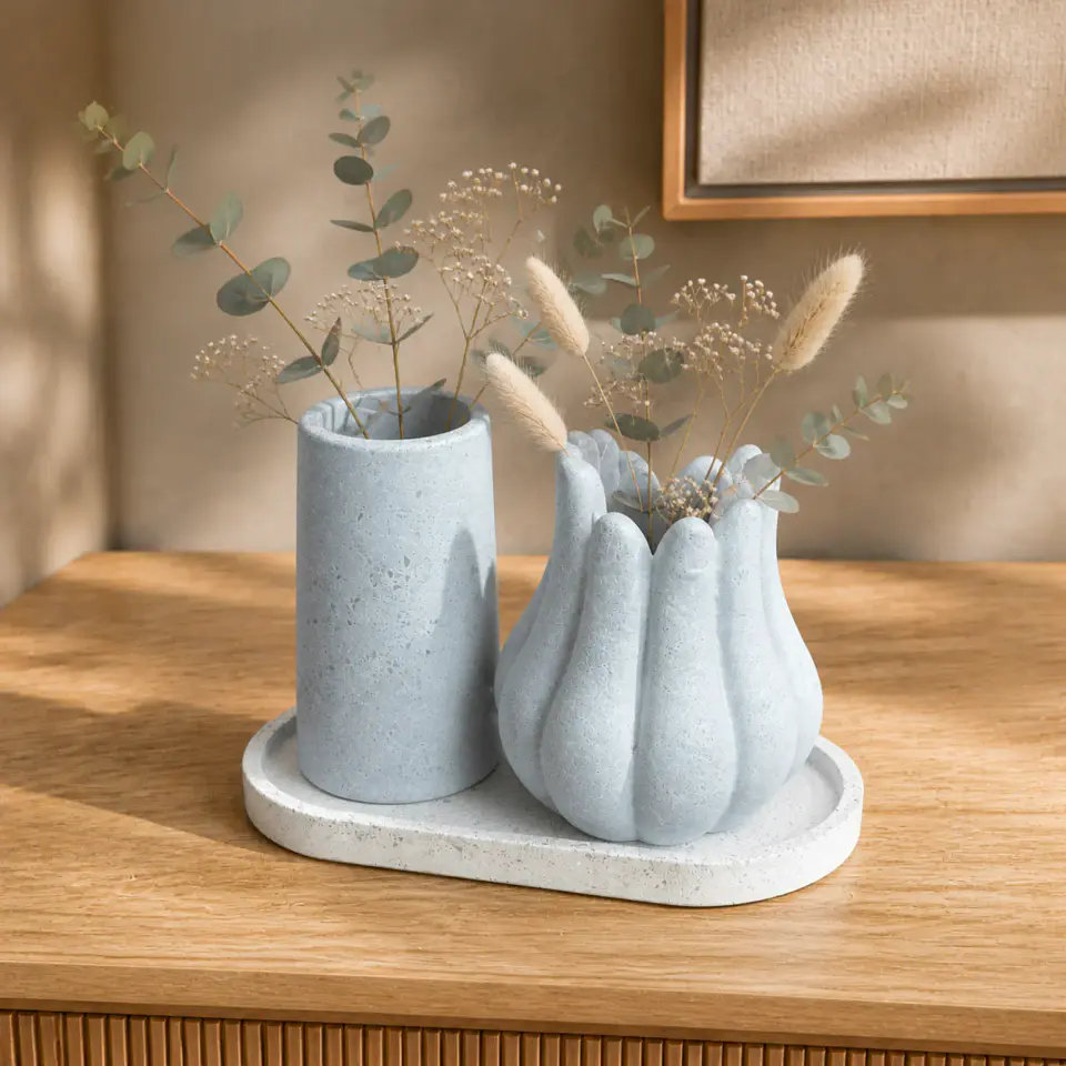 Set Decorativo de Floreros con Bandeja – Modelo Botánico 3