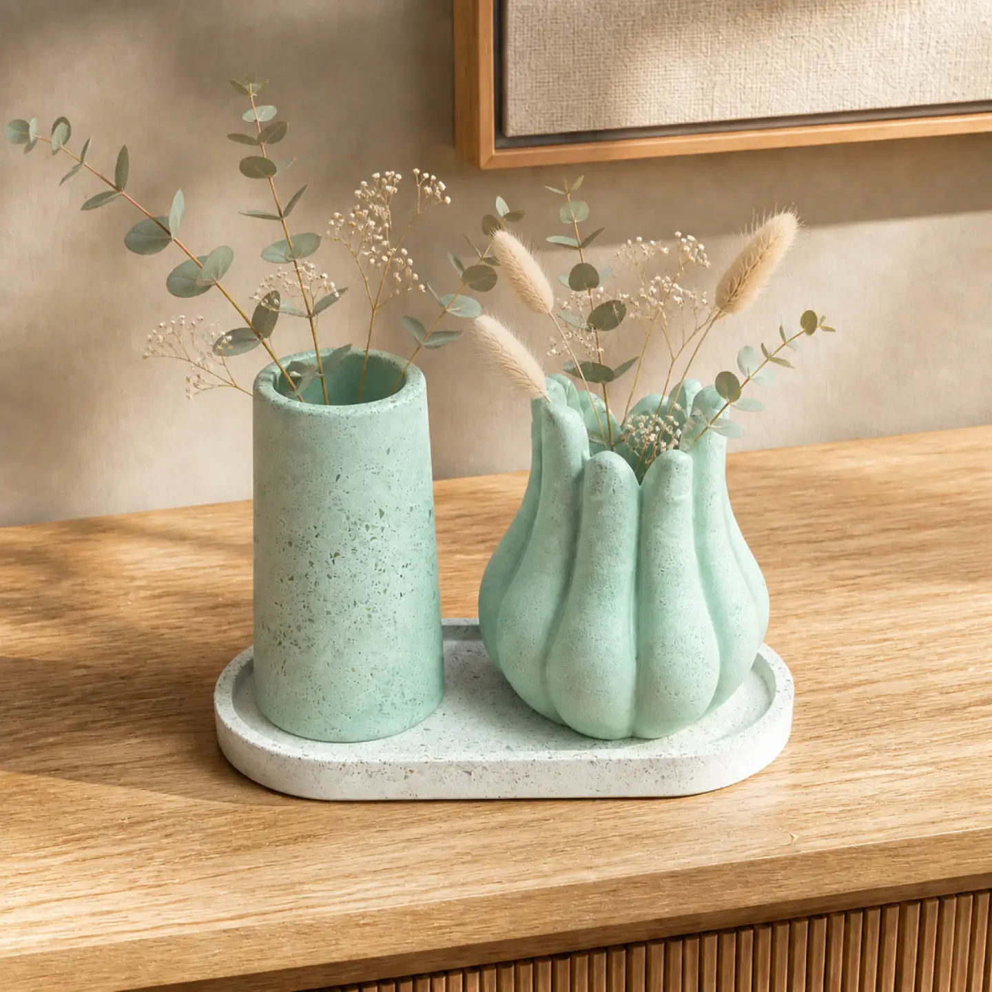 Set Decorativo de Floreros con Bandeja – Modelo Botánico 2