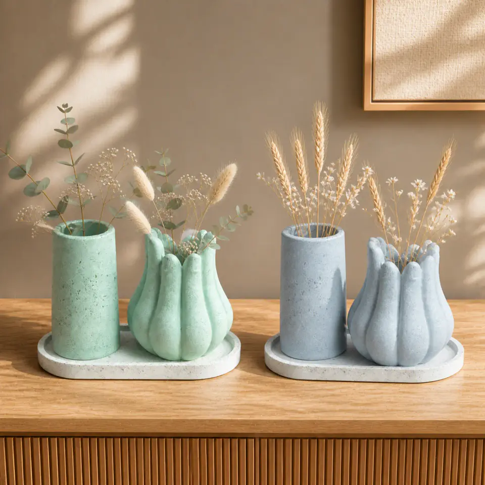 Set Decorativo de Floreros con Bandeja – Modelo Botánico 1