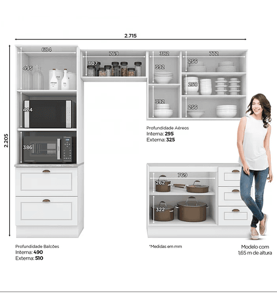 Cozinha Compacta 4 Peças com Torre Quente Emily Henn