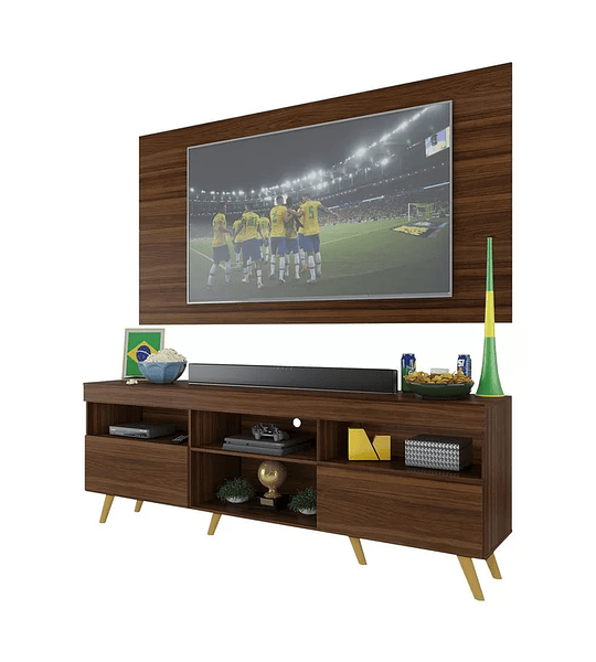 Rack c/ Painel TV 65" Retrô Holanda Multimóveis BR3133 Duna/Natural Duna