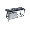 Fogão Industrial 3 bocas Duplas 40X40 com Forno Metalmaq