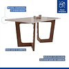 Conjunto Sala De Jantar Nápoles Tampo Vidro/MDF com 6 Cadeiras Luísa Smart Plus Cel Móveis Cinamomo/Off White/Bege