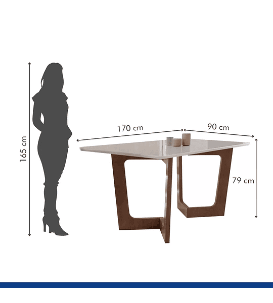 Conjunto Sala De Jantar Nápoles Tampo Vidro/MDF com 6 Cadeiras Luísa Smart Plus Cel Móveis Cinamomo/Off White/Bege