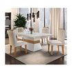 Conjunto Sala de Jantar Mesa e 4 Cadeiras Santorini Espresso Móveis Veludo Creme/Off White/Imbuia