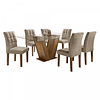 Conjunto Sala de Jantar Mesa Classic Tampo de Vidro 6 Cadeiras Vitória Cel Móveis Chocolate/Animale Marrom