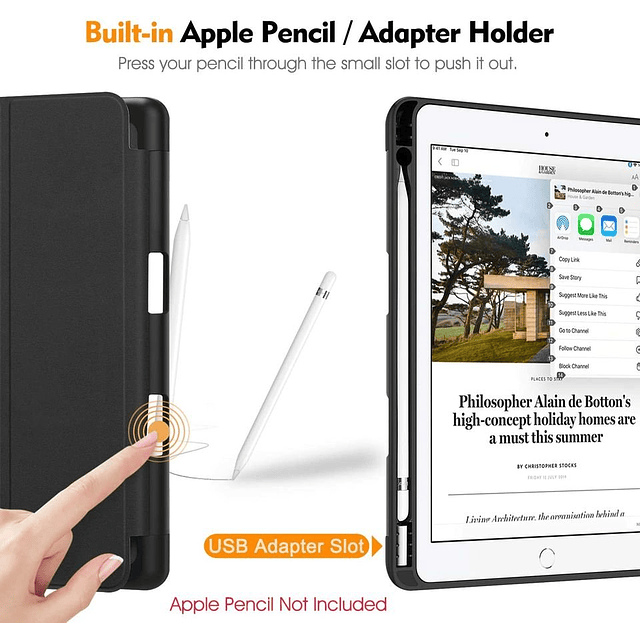 Case IPad 10,2 9na 8va 7ma Flip tipo Libro FINTIE Flip Magnético c/ Porta Lápiz