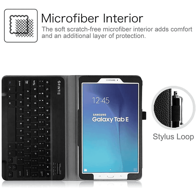 Case con Teclado Galaxy TAB E de 9,6 pulgadas T560 T565 Magnéticos FINTIE Negro