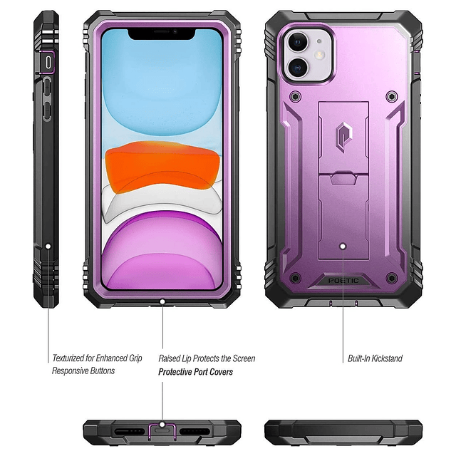 Case IPhone 11 de 6,1" 2019 Funda 360 con Mica y Parante en Morado