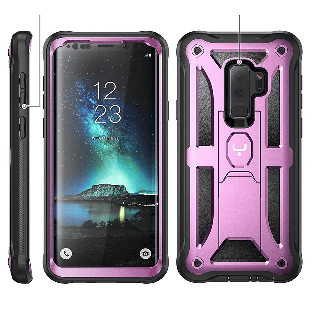 Case Galaxy S9 Plus Morado c/ Apoyo Inclinable c/ Mica Integrada