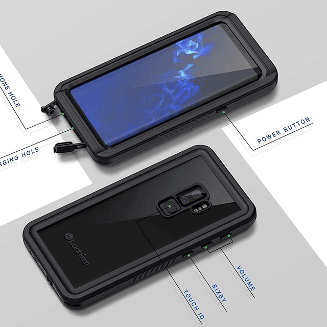 Case Galaxy S9 Plus Acuático IP68 Funda de Cubierta Completa Antigolpes