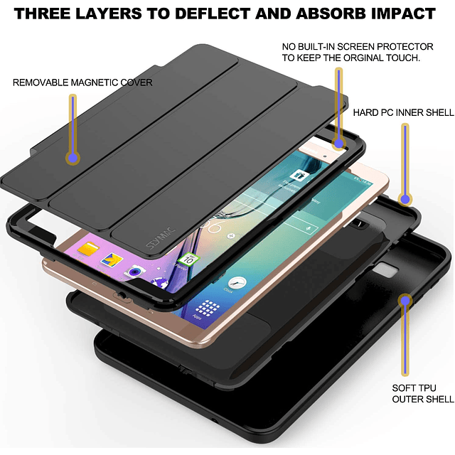 Case Galaxy Tab E 9.6 T560 SM-T560 T565 Magnético Carcasa Flip Negro