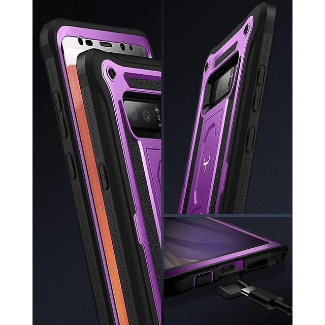 Case Galaxy Note 8 Carcasa 360 c/ Mica y Apoyo Inclinable Morada Antigolpes 