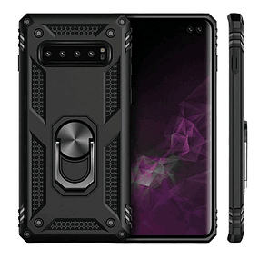 Case Galaxy S10 Plus Protector c/ Soporte Giratorio Anillo Metal Negro