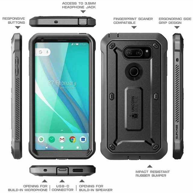 Case LG V35 ThinQ V30 Plus V30 funda 360 cubre TODO c/ Clip para Correa