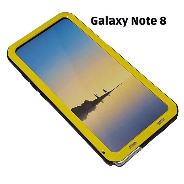 Case Galaxy Note 8 Metálico Amarillo con 6 Pernos Recio Protector