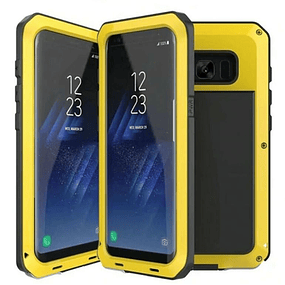 Case Galaxy Note 8 Metálico Amarillo con 6 Pernos Recio Protector