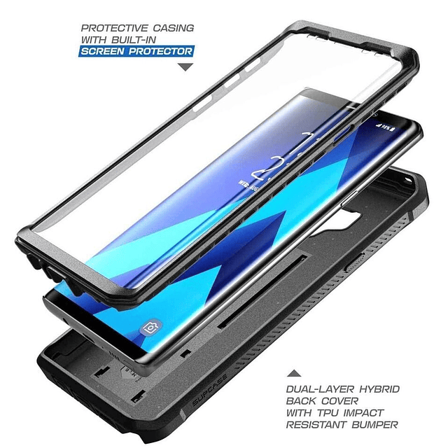 Case Samsung Galaxy Note 9 Supcase Todo Terreno con Mica con Clip Correa