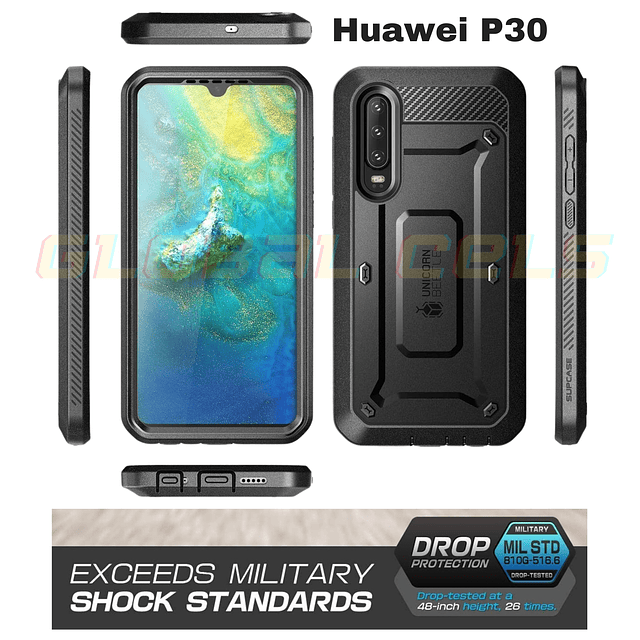 Case Huawei P30 Pro P30 Supcase de Cubierta Total con Gancho