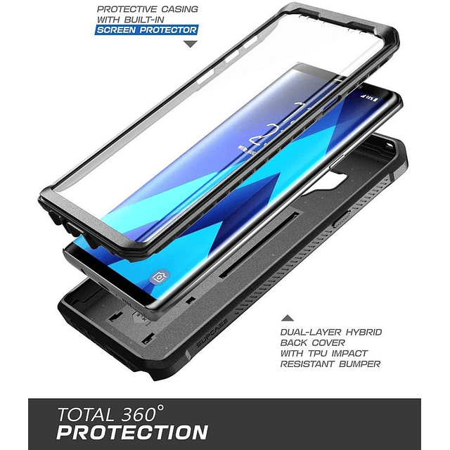 Case Supcase Galaxy Note 9 Militar tiene Parante Gancho y Protector de pantalla