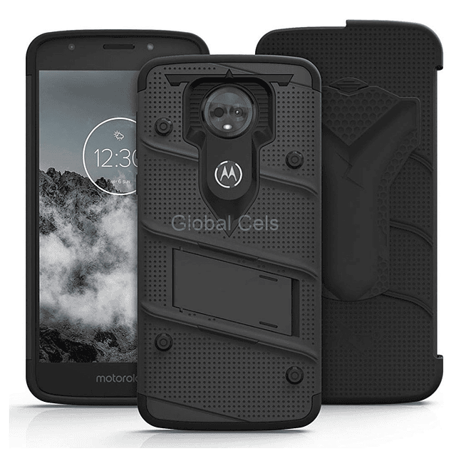 Case para Motorola Moto E5 Plus c/ Vidrio Templado Negro Zizo Militar