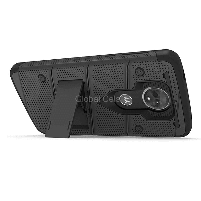 Case para Motorola Moto E5 Plus c/ Vidrio Templado Negro Zizo Militar