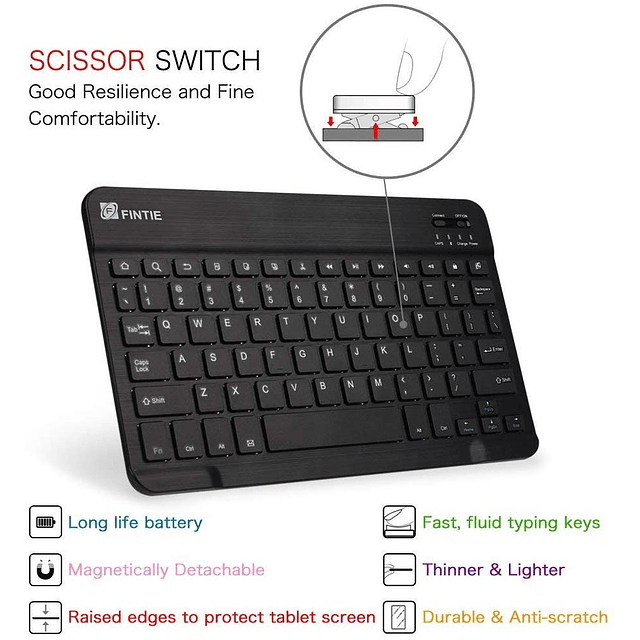 Case con Teclado Fintie para Galaxy Tab A 10.5 2018 T590 T595 Bluetooth Inalámbrico