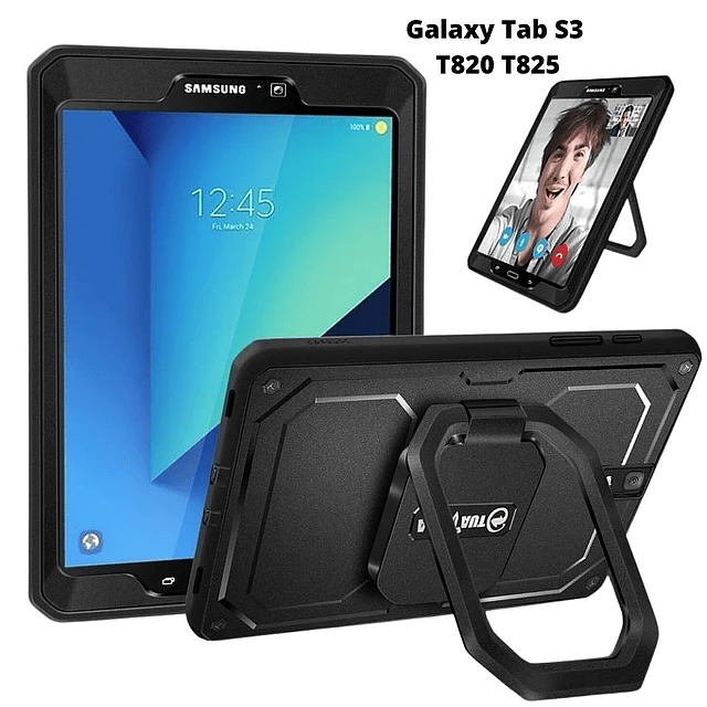 Carcasa para Galaxy Tab S3 SM-T820 T825 Recio para Inclinar Múltiples Ángulos c/ Mica Protectora