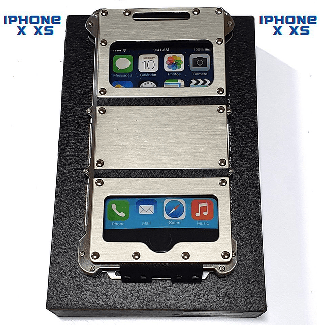 Carcasa iPhone XS iPhone X de Acero y Cuero con Tapa Funda Flip Armor King