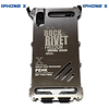 Carcasa iPhone XS iPhone X de Acero y Cuero con Tapa Funda Flip Armor King