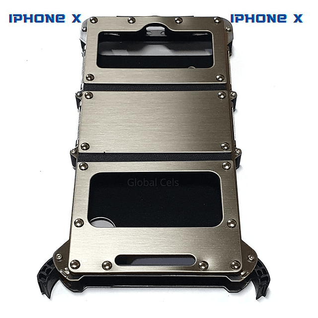 Carcasa iPhone XS iPhone X de Acero y Cuero con Tapa Funda Flip Armor King