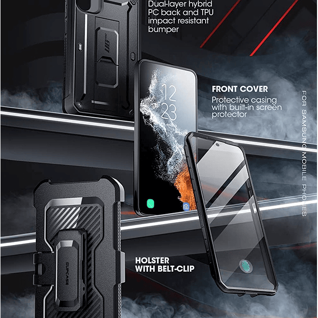 Case Carcasa Samsung Galaxy A54 5G Supcase con protector de pantalla con clip para cinturón con Soporte