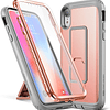 Carcasa IPhone XR de 6.1 Pulgadas  c/ Mica Integrada c/ Parador Youmaker Rosado Gris Antishock