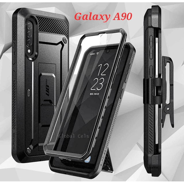 Carcasa Case Galaxy A90 A50 A30S A30 A20 A10E Supcase c/ Mica c/ Apoyo c/ Holder para Correa