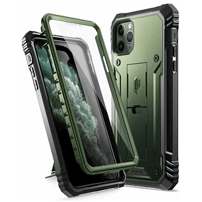 Case Funda IPhone 11 Pro 5.8 Poetic Verde Militar Carcasa 360 con Mica y Apoyo Inclinable 