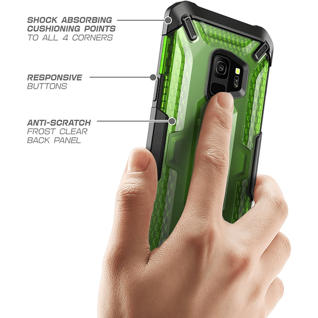 Case Samsung Galaxy S9 Plus 2018 S9+ híbrida transparente Supcase / escarcha verde