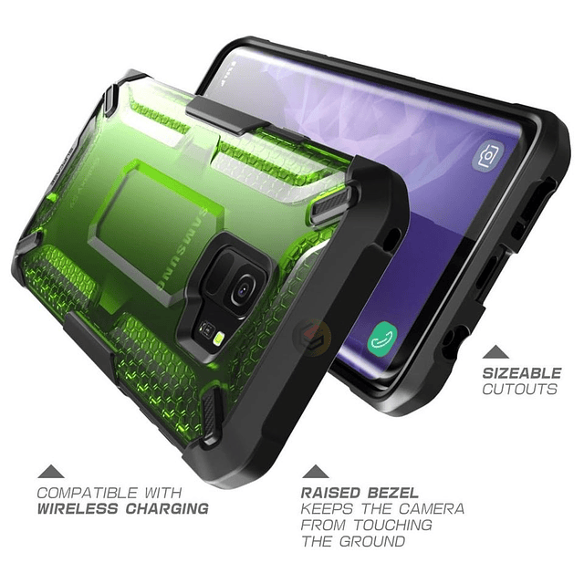 Case Samsung Galaxy S9 Plus 2018 S9+ híbrida transparente Supcase / escarcha verde